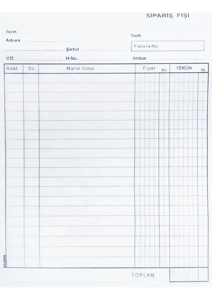 Sipariş Fişi 3X50 3 Nüsha fiyatları