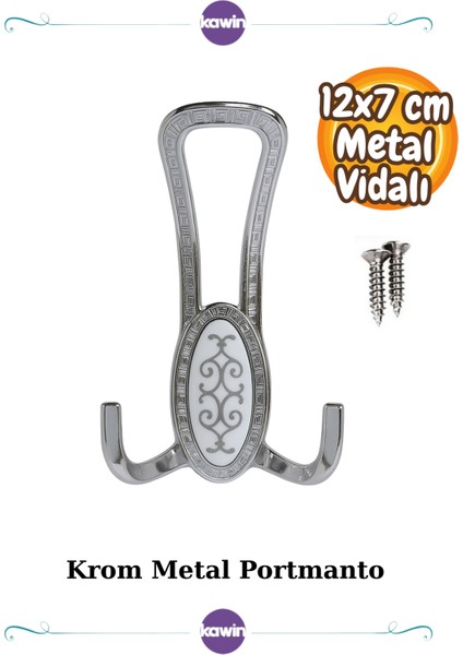 Seçil Portmanto Askılık Krom Metal Vidalı Vestiyer, Portmanto,dolap Gümüş Kapı Vestiyer Askısı
