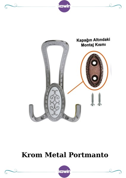 Seçil Portmanto Askılık Krom Metal Vidalı Vestiyer, Portmanto,dolap Gümüş Kapı Vestiyer Askısı modelleri