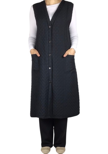 Kadın Önü Düğmeli Üstten Cepli Büyük Beden Kapitone Yelek modelleri