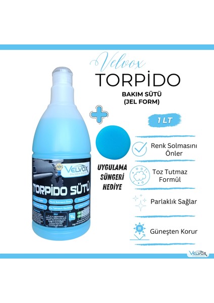 Torpido Bakım Sütü 1 Lt (JEL FORMU) Sünger Hediye, Torpido Temizleyici, Torpido Bakım