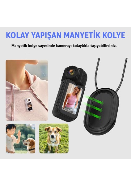 Mini Taşınabilir Aksiyon Kamera – 2.7k Ultra Hd Video, 180° Döner Lens, Wi-Fi Bağlantılı, 1.47″ Hd Ekran, Kompakt Vlogging & Spor Kamerası Mıknatıslı fırsatları