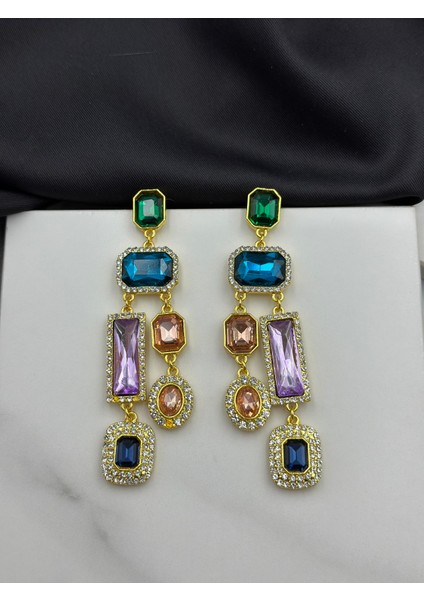 Çok Renkli Taşlı Tasarım Marka Model Kadın Küpe