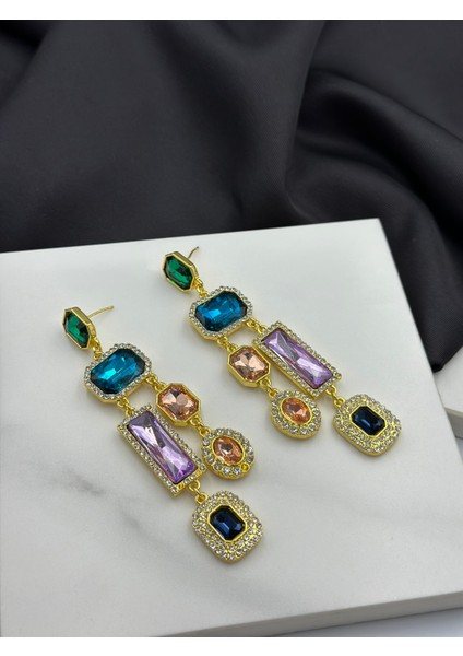 Çok Renkli Taşlı Tasarım Marka Model Kadın Küpe fiyatları