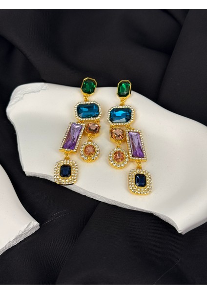 Çok Renkli Taşlı Tasarım Marka Model Kadın Küpe modelleri