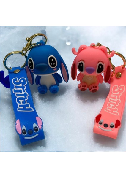 Stich Figürlü 6 cm Büyük Boy 2’li Anahtarlık – Pembe ve Mavi