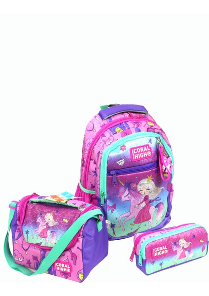 Ch 23481 Unicorn Prenses - 3' Lü Okul Çantası Seti - Sırt ve Beslenme Çantası + Kalemlik fiyatları