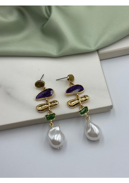 Çok Renkli Incili Sallantılı Tasarım Marka Model Kadın Küpe