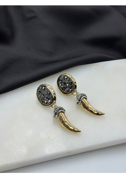 Gold Altın Fildişi Figürlü Marka Model Yazlık Tasarım Sallantılı Kadın Küpe modelleri