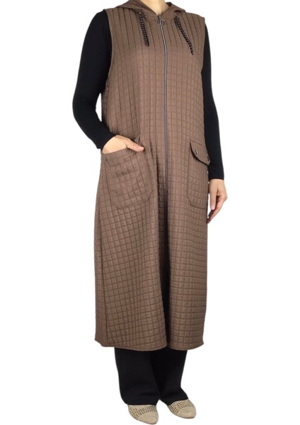 Önü Fermuarlı Kapüşonlu Üstten Cepli Kapitone Yelek fiyatları