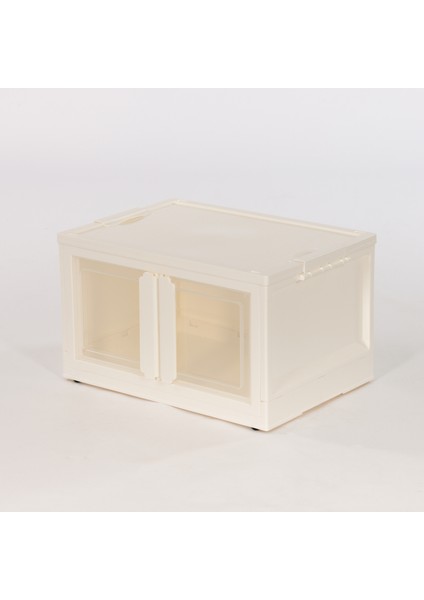 x -Large Ebatlı, Üst Üste Istiflenebilir, Katlanabilir Tekli Dolap, Beyaz Kulplu