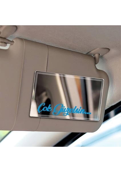 Çok Güzelsin 9x2 cm Çok Güzelsin Güneşlik Ayna Yazısı Araba-Motosiklet Cam Etiket Hologram Sticker