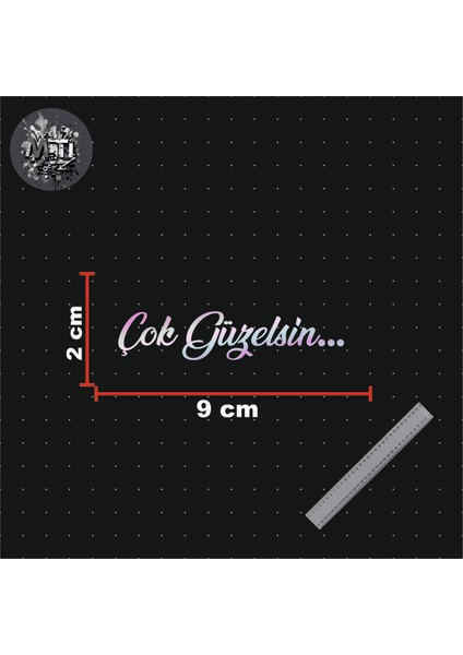 Çok Güzelsin 9x2 cm Çok Güzelsin Güneşlik Ayna Yazısı Araba-Motosiklet Cam Etiket Hologram Sticker fiyatları