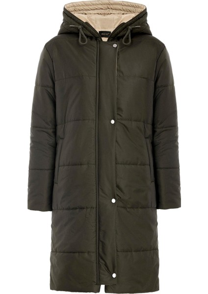 Kapüşonlu Garni Detaylı Kapitone Mont Haki 6782 fiyatları