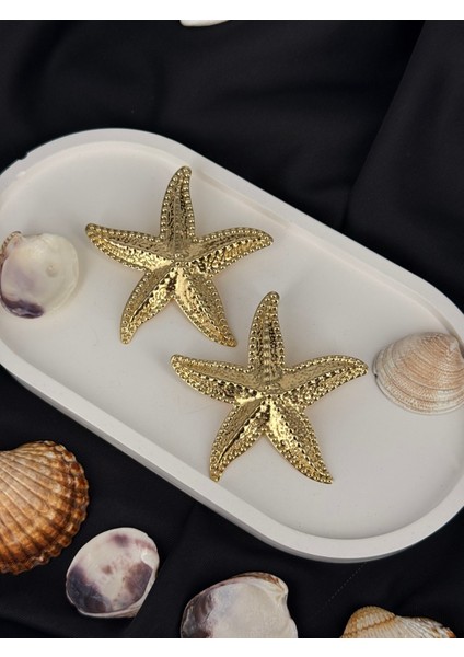 Gold Deniz Yıldızı Figürlü Yazlık Marka Model Küpe