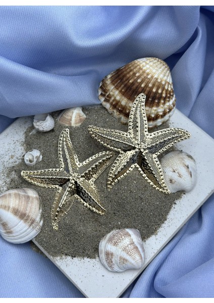 Gold Deniz Yıldızı Figürlü Yazlık Marka Model Küpe modelleri