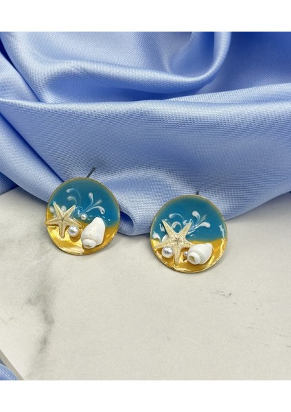 Gold Kumsal Temalı Figürlü Tasarım Küpe fiyatları