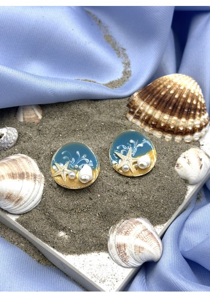 Gold Kumsal Temalı Figürlü Tasarım Küpe modelleri