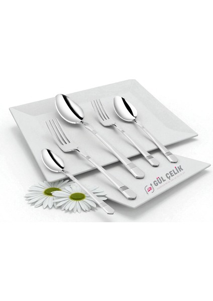 30 Parça 6 Kişilik 18/10 Çatal Kaşık Seti Alvina Model 304 Paslanmaz Çelik