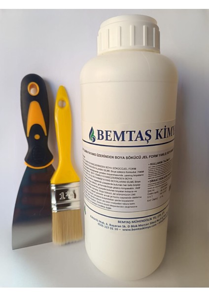 Fırça ve Spatula Seti ile 1,2 kg Sert Zemin ve Fayans Üzerinden Boya Sökücü Jel