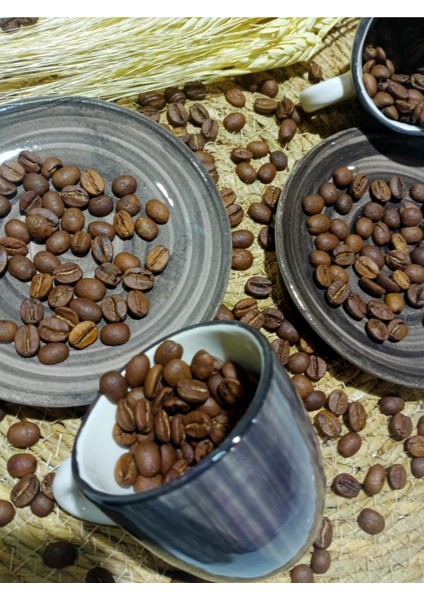 Gri 2'li Porselen Türk Kahvesi Fincanı Kutulu Renkli Fincan Seti Şık Sunumluk Fincan Takımı