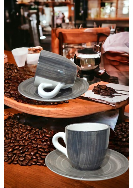 Gri 2'li Porselen Türk Kahvesi Fincanı Kutulu Renkli Fincan Seti Şık Sunumluk Fincan Takımı fiyatları