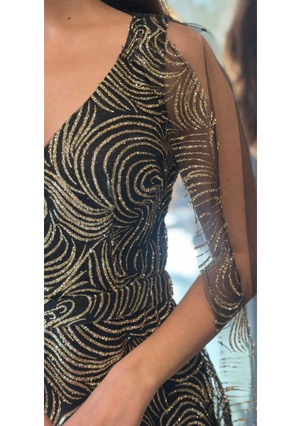 Siyah Kalın Askı Düz Kesim Simli Uzun Abiye Elbise 7552 modelleri