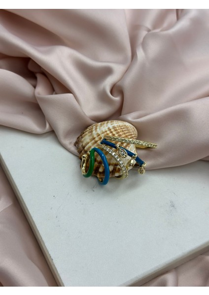 Mavi Zirkon Taşlı Aircuff Marka Model Çelik Küpe