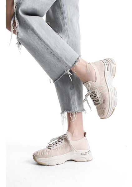 Kadın Ten Triko Spor Ayakkabı & Sneaker