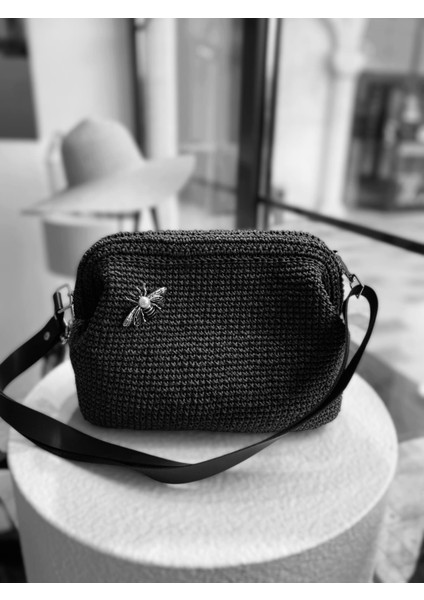 Broş Aksesuarlı Hasır Kadın El ve Omuz Çantası,plaj Çantası, Portföy Clutch, Uzun Askısı Mevcuttur