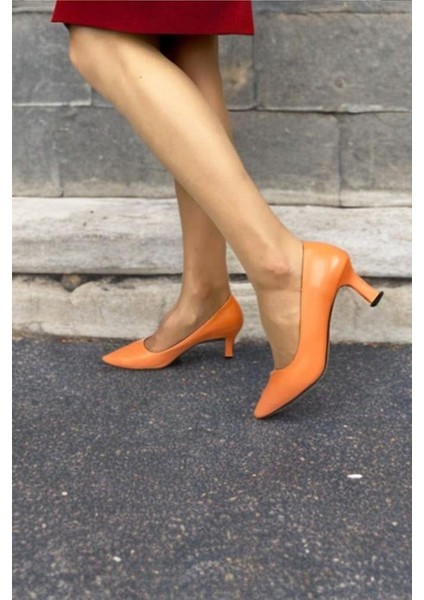 Kadın Turuncu 6 cm Ince Topuklu Stiletto fırsatları