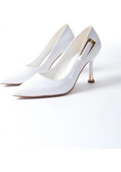 Kadın Fascino Beyaz Rugan Stiletto Topuklu Ayakkabı modelleri