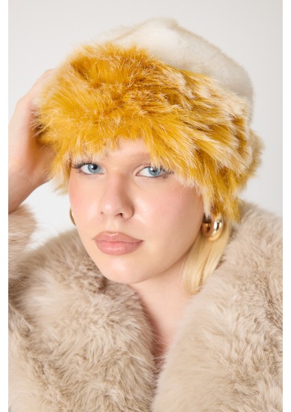 Premium Kürk Şapka Civciv & Kırçıl Beyaz