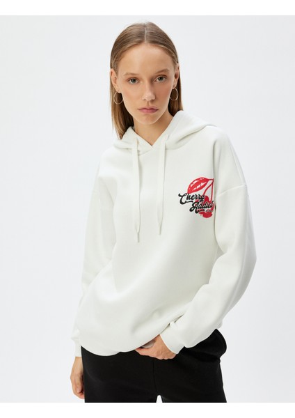 Oversize Kapüşonlu Sweatshirt Arkası Meyve Baskılı Şardonlu fiyatları