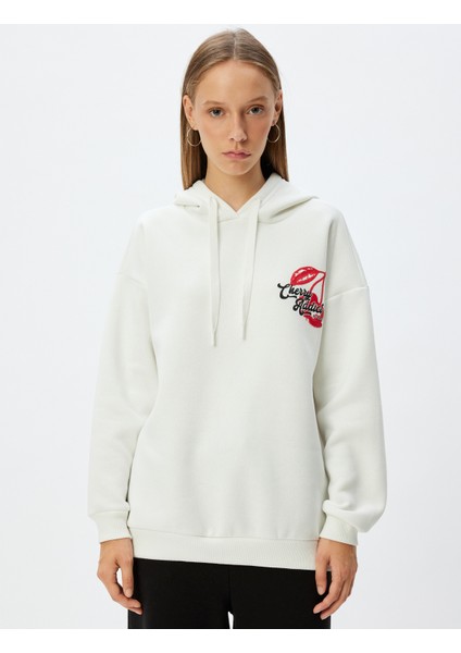 Oversize Kapüşonlu Sweatshirt Arkası Meyve Baskılı Şardonlu modelleri