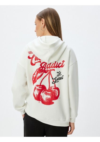 Oversize Kapüşonlu Sweatshirt Arkası Meyve Baskılı Şardonlu fırsatları