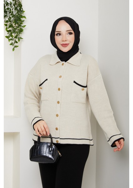 Kadın Gold Düğmeli Spor Ceket Hırka -PMK450 indirimleri