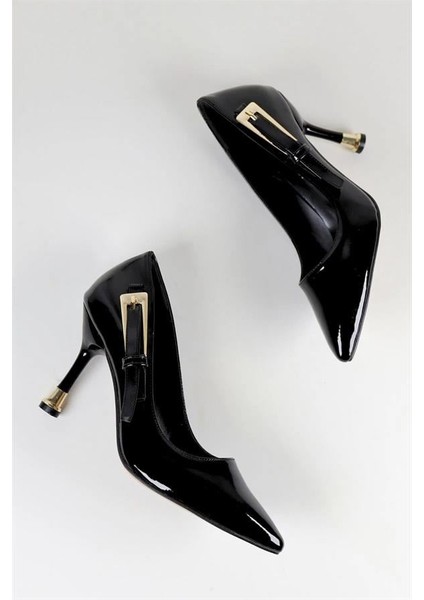 Kadın Siyah Rugan Stiletto Topuklu Ayakkabı