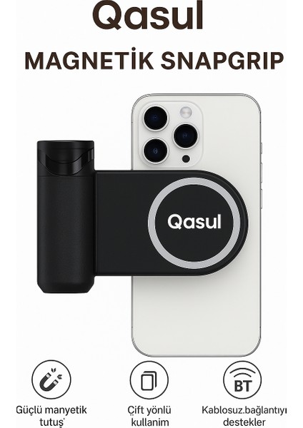 Magnetik Snapgrip Manyetik Telefon Tutucu Bluetooth Kablosuz Çekim Aparatı 10 Saat Kullanım Süresi