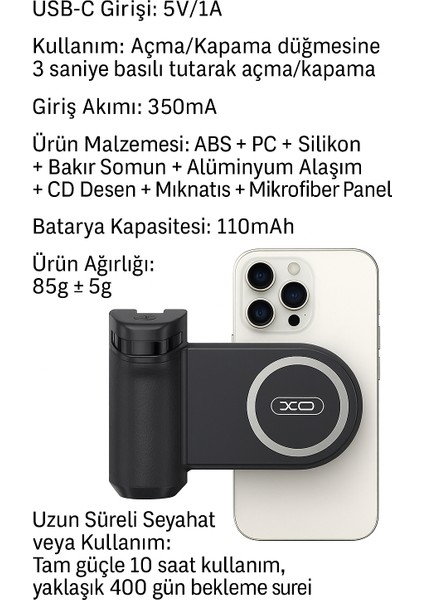 Magnetik Snapgrip Manyetik Telefon Tutucu Bluetooth Kablosuz Çekim Aparatı 10 Saat Kullanım Süresi fırsatları