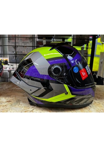 Kask mt Thunder 4 Sv Valıant B2 Parlak Gri Mor Sarı