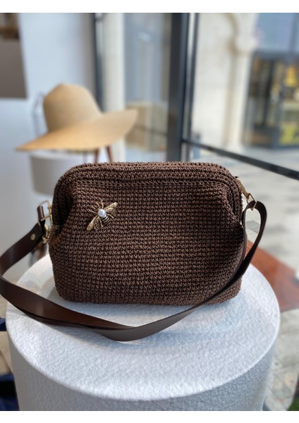 Broş Aksesuarlı Hasır Kadın El ve Omuz Çantası,plaj Çantası, Portföy Clutch, Uzun Askısı Mevcuttur indirimleri
