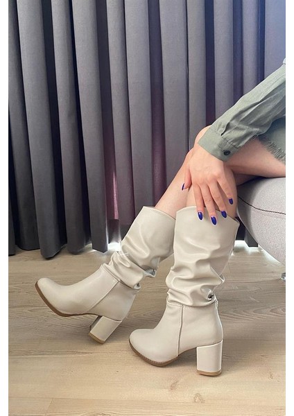 Kadın Krem Cilt Körüklü Çizme fiyatları