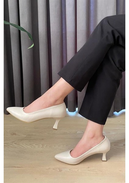 Kadın Sity Krem Cilt 6 cm Ince Topuklu Stiletto fiyatları