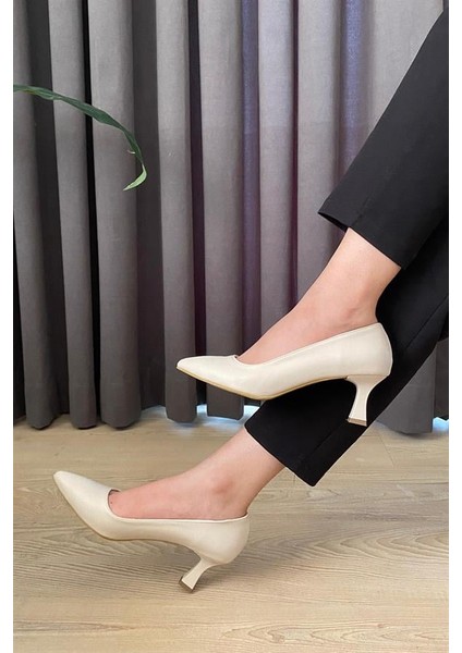 Kadın Sity Krem Cilt 6 cm Ince Topuklu Stiletto fırsatları