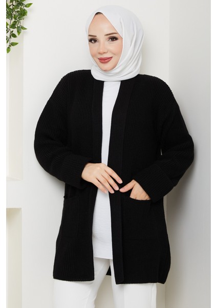 Kadın Kol Ağzı Katlamalı Cepli Midi Boy Hırka -PMK452 modelleri