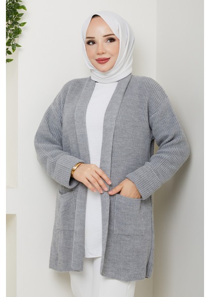 Kadın Kol Ağzı Katlamalı Cepli Midi Boy Hırka -PMK452 fırsatları