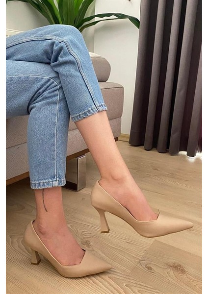 Kadın Nut Cilt 7 cm Topuklu Stiletto