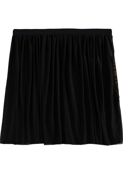 Kadın Siyah Tül Beli Lastikli Etek Görünümlü Pareo modelleri