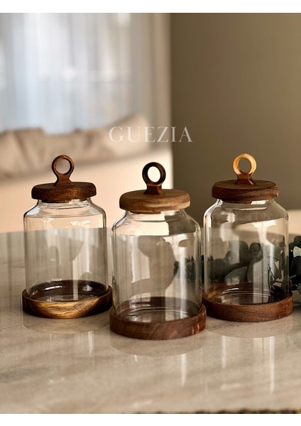 Lily 3’lü Akasya Kapaklı Kavanoz Seti 3X1100 ml